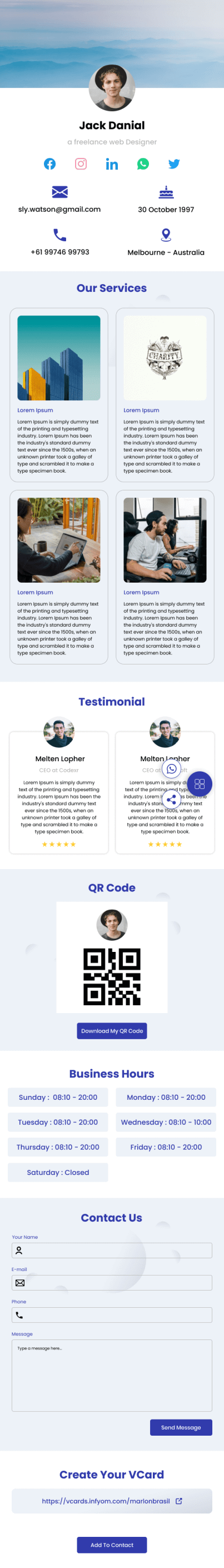 Simple Contact Digital Card