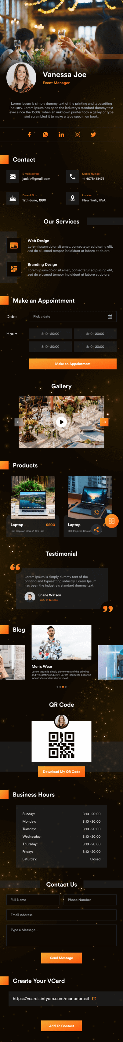 Event Planner Digital Card