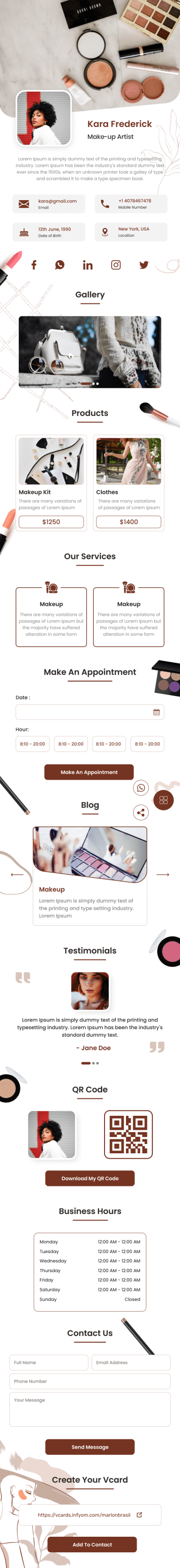 MakeUp Artist Digital Card