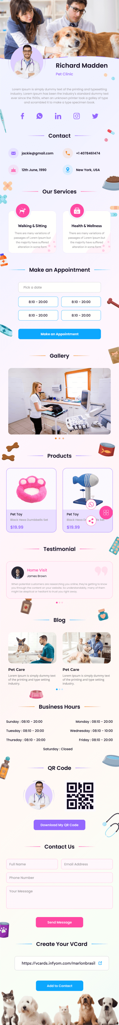 Pet Clinic Digital Card