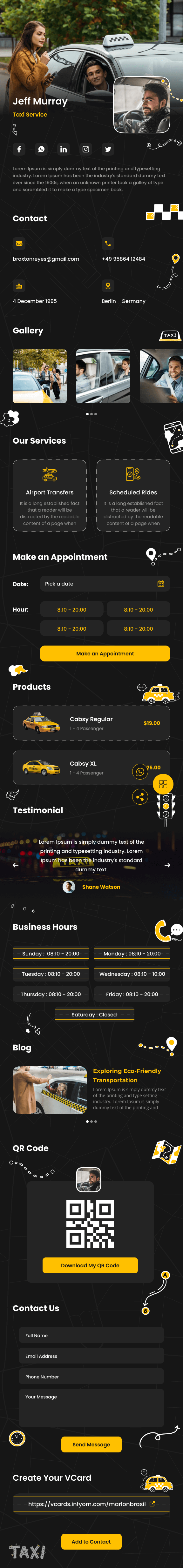 Taxi Digital Card