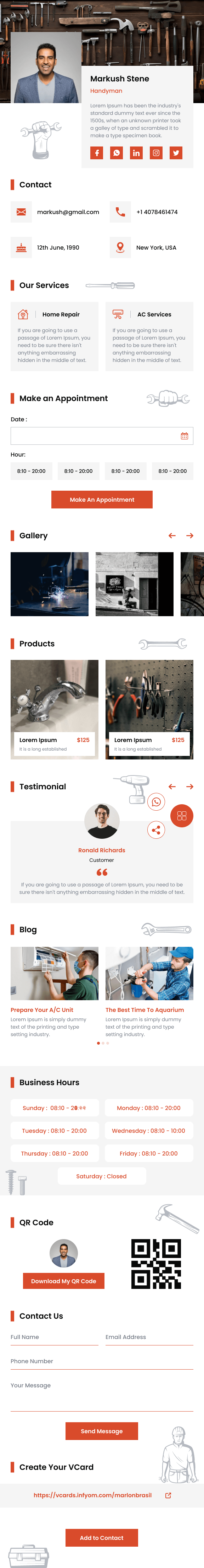 Handyman Services Digital Card