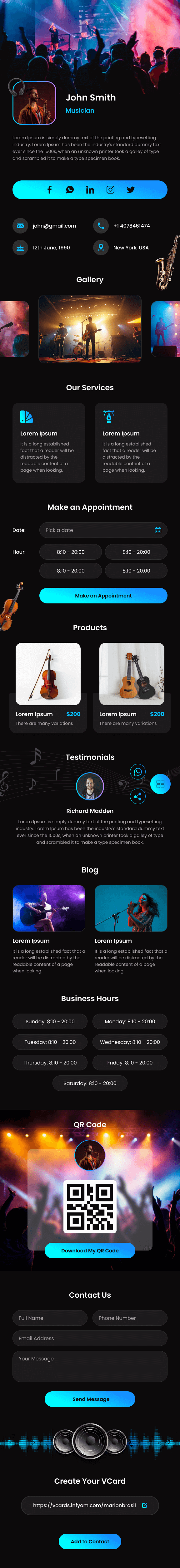 Musician Digital Card
